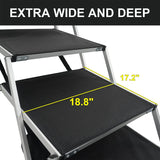 maxpama Extra Wide Aluminum Folding Dog Ramp for Large Dogs Portable Dog Car Step Dog Stair with Nonslip Surface Foldable Pet Stair for High Bed Truck and SUV Lightweight Pet Ladder Support to 200 Lbs