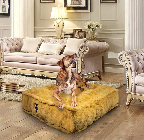 Bessie and Barnie Honeymoon Luxury Extra Plush Faux Fur Rectangle Pet/Dog Bed (Multiple Sizes)