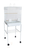 YML 5924 3/8" Bar Spacing Flat Top Bird Cage with Stand, 18" x 18"/Small, Black