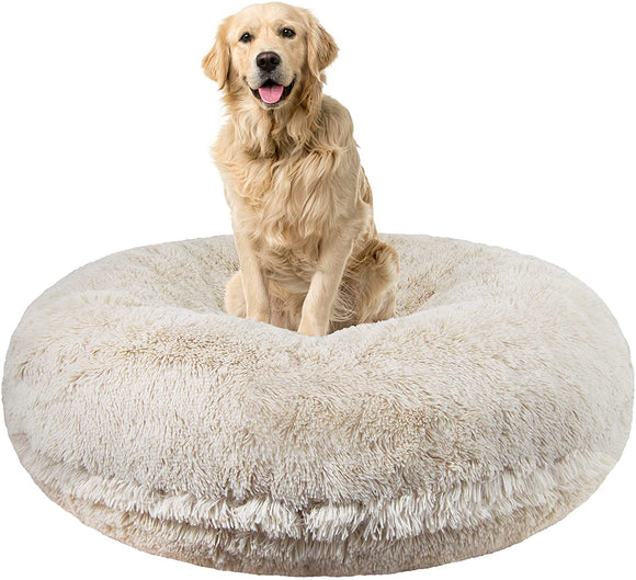 Bessie and Barnie Signature Blondie Luxury Shag Extra Plush Faux Fur Bagel Pet / Dog Bed (Multiple Sizes), XS - 24