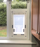Dragon Window Pet Door | Double Flap, Dark Bronze (Black) Frame| Medium Flap (Pets Up to 15" Tall), Window Height (34" - 37") | Includes Locking Cover | Energy Efficient, Sturdy, Low Cost