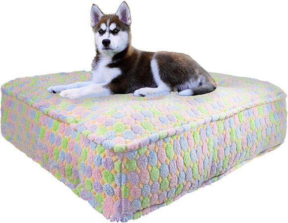 Bessie and Barnie Ice Cream Luxury Extra Plush Faux Fur Rectangle Pet/Dog Bed (Multiple Sizes)