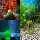 Aquarium Air Bubble Light Aquarium Stone Disk with Air Pump Volcano Ornament LED Air Stone Light with 6 LEDs Aquarium and Fish Tank Decoration Kit