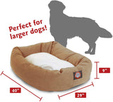 40 inch Khaki & Sherpa Bagel Dog Bed By Majestic Pet Products