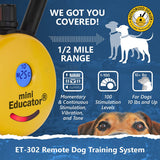 Bundle of 2 Items - E-Collar - ET-302 - Half a Mile Remote Waterproof Two Dog Trainer Mini Educator - Static, Vibration and Sound Stimulation Collar With PetsTEK Dog Training Clicker Training Kit