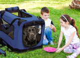 2PET Foldable Dog Crate - Soft, Easy to Fold & Carry Dog Crate for Indoor & Outdoor Use - Comfy Dog Home & Dog Travel Crate - Strong Steel Frame, Washable Fabric Cover, Frontal Zipper XL Blue