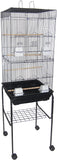 YML 6924 3/8" Bar Spacing Tall Flat Top Bird Cage with Stand, 18" x 18"/Small, Black