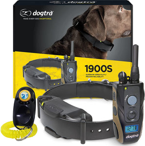 Dogtra 1900S Remote Training Collar - 3/4 Mile Range, Waterproof, Rechargeable, 127 Training Levels, Vibration - Includes PetsTEK Dog Training Clicker