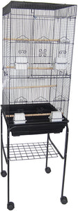 YML 6824 3/8" Bar Spacing Tall Flat Top Bird Cage with Stand, 18" x 14"/Small, White