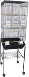 YML 6824 3/8" Bar Spacing Tall Flat Top Bird Cage with Stand, 18" x 14"/Small, White