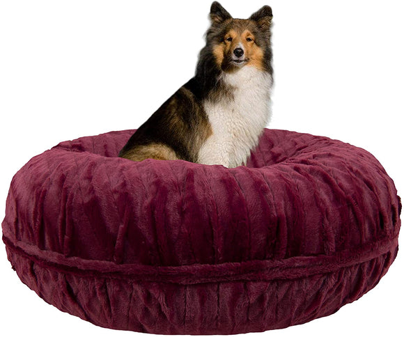 Bessie and Barnie Signature Love Struck Luxury Extra Plush Faux Fur Bagel Pet/Dog Bed (Multiple Sizes)