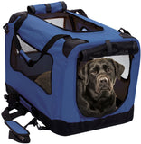 2PET Foldable Dog Crate - Soft, Easy to Fold & Carry Dog Crate for Indoor & Outdoor Use - Comfy Dog Home & Dog Travel Crate - Strong Steel Frame, Washable Fabric Cover, Frontal Zipper XL Blue