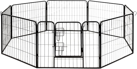 ALEKO DK24X32 Heavy Duty Pet Playpen Dog Kennel Pen Exercise Cage Fence 8 Panel 24 x 32 Inches Black