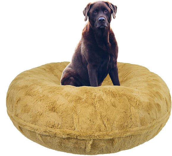 BESSIE AND BARNIE Signature Honeymoon Luxury Shag Extra Plush Faux Fur Bagel Pet/Dog Bed (Multiple Sizes), M- 36