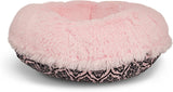 BESSIE AND BARNIE Signature Versailles Pink/Bubble Gum Luxury Shag Extra Plush Faux Fur Bagel Pet/Dog Bed (Multiple Sizes), L - 42"