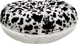 Bessie and Barnie Signature Spotted Pony / Snow White Luxury Shag Extra Plush Faux Fur Bagel Pet / Dog Bed (Multiple Sizes), M- 36"