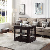 unipaws Furniture Style Dog Crate End Table with Cushion, Wooden Wire Pet Kennels with Double Doors, Medium Dog House Indoor Use