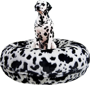 BESSIE AND BARNIE Signature Spotted Pony Luxury Extra Plush Faux Fur Bagel Pet/Dog Bed (Multiple Sizes), L - 42"