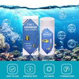 7-Way Aquarium Test Strips, 100 Strips Aquarium Testing Kit for Freshwater Saltwater, Pond Test Strips for fish tank Testing pH, Alkalinity, Nitrite, Nitrate, Chlorine, Carbonate, Hardness ( KH & GH )