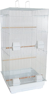 YML A6924 3/8" Bar Spacing Tall Flat Top Small Bird Cage, White, 18" x 18"