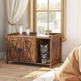 ALLOSWELL Cat Litter Box Furniture, Cat Washroom Storage Bench, Hidden Cat Litter Cabinet, for Living Room, Bedroom, Entrance Hallway, Rustic Brown CWHR2501