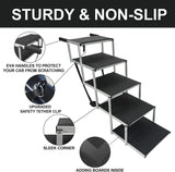 maxpama Extra Wide Aluminum Folding Dog Ramp for Large Dogs Portable Dog Car Step Dog Stair with Nonslip Surface Foldable Pet Stair for High Bed Truck and SUV Lightweight Pet Ladder Support to 200 Lbs