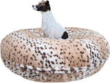 BESSIE AND BARNIE Signature Aspen Snow Leopard Luxury Extra Plush Faux Fur Bagel Pet/Dog Bed (Multiple Sizes)