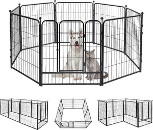 Dogelsy Dog Playpen 8/16 Panels Heavy Duty Puppy Playpen Foldable Dog Fence Pet Playpen with Door for Small Medium Dogs Indoor & Outdoor (28" Wx31.5 H, 8 Panels)