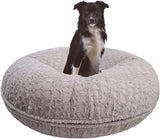BESSIE AND BARNIE Signature Serenity Grey Luxury Extra Plush Faux Fur Bagel Pet/Dog Bed (Multiple Sizes), L - 42"