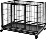Amazon Basics Heavy Duty Stackable Pet Kennel on Wheels with Tray, 36-inch