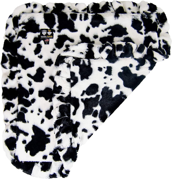 BESSIE AND BARNIE Spotted Pony (Ruffles) Luxury Ultra Plush Faux Fur Pet, Dog, Cat, Puppy Super Soft Reversible Blanket (Multiple Sizes), XXL - 84