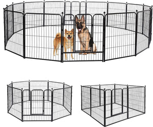 Dogelsy Dog Playpen 8/16 Panels Heavy Duty Puppy Playpen Foldable Dog Fence Pet Playpen with Door for Small Medium Dogs Indoor & Outdoor (28" Wx31.5 H, 16 Panels)