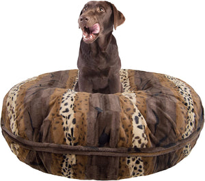 BESSIE AND BARNIE Signature Wild Kingdom Luxury Extra Plush Faux Fur Bagel Pet/Dog Bed (Multiple Sizes), S- 30"