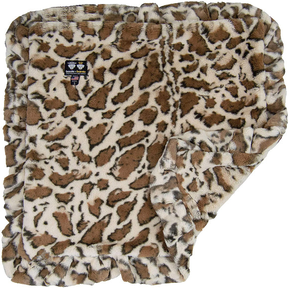 BESSIE AND BARNIE Giraffe (Ruffles) Luxury Ultra Plush Faux Fur Pet, Dog, Cat, Puppy Super Soft Reversible Blanket (Multiple Sizes), XXL - 84